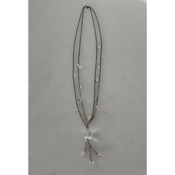 SILPADA quartz pearl double-strand necklace - N1492 sterling silver tassel drop - Picture 1 of 5